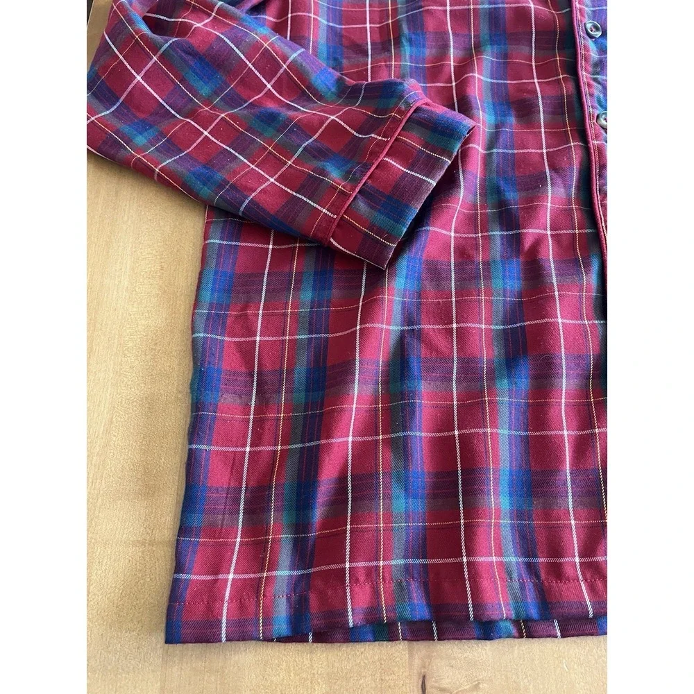 Disney Store Men's Pajama Shirt Size M Red Plaid Mickey Mouse - Picture 6 of 12